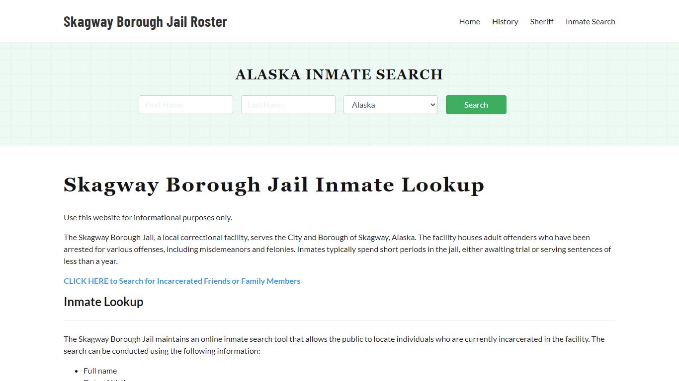 Skagway Borough Jail Roster Lookup, AK, Inmate Search